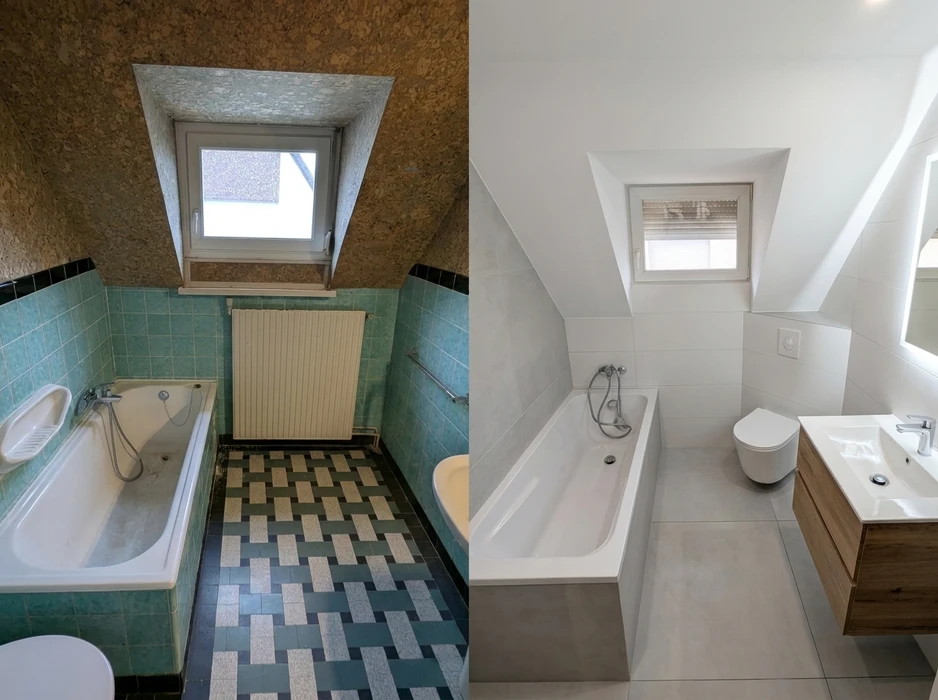 Rénovation complète d'une salle de bains mansardée