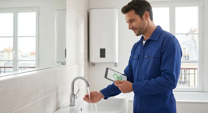 Intérieur domestique avec chauffe-eau électrique défaillant
