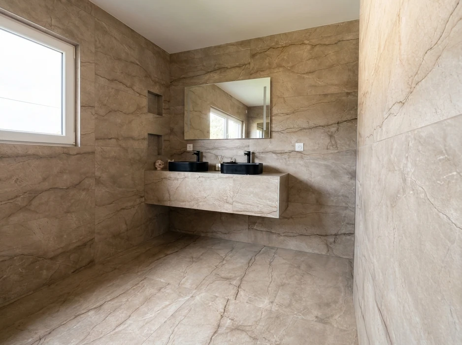 Intérieur en cours de rénovation avec pose de revêtement de sol